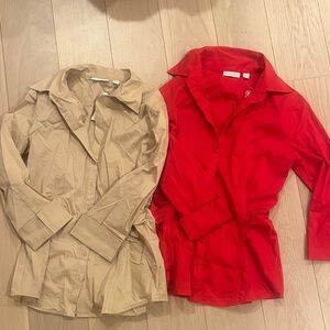 New York & Company Red and Tan button down shirts